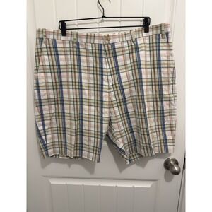 Bobby‎ Jones Men's Flat Front Chino Shorts Blue/Green Plaid Sz 42